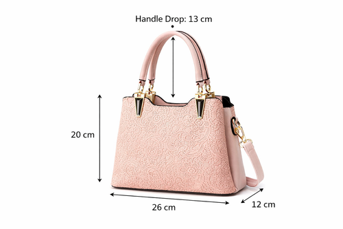Blush Pink Floral Lace Tote Bag with Wristlet Clutch – 2-Piece Set