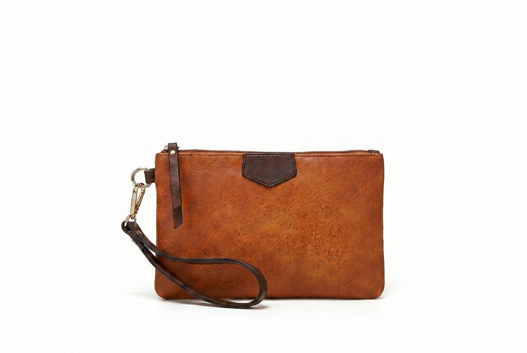 3-Piece Vegan Leather Leech Pattern Hobo Bag Set – Brown & Tan with Tassel Detail