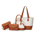 4-Piece Two-Tone Handbag Set – Tote, Satchel, Crossbody & Wristlet