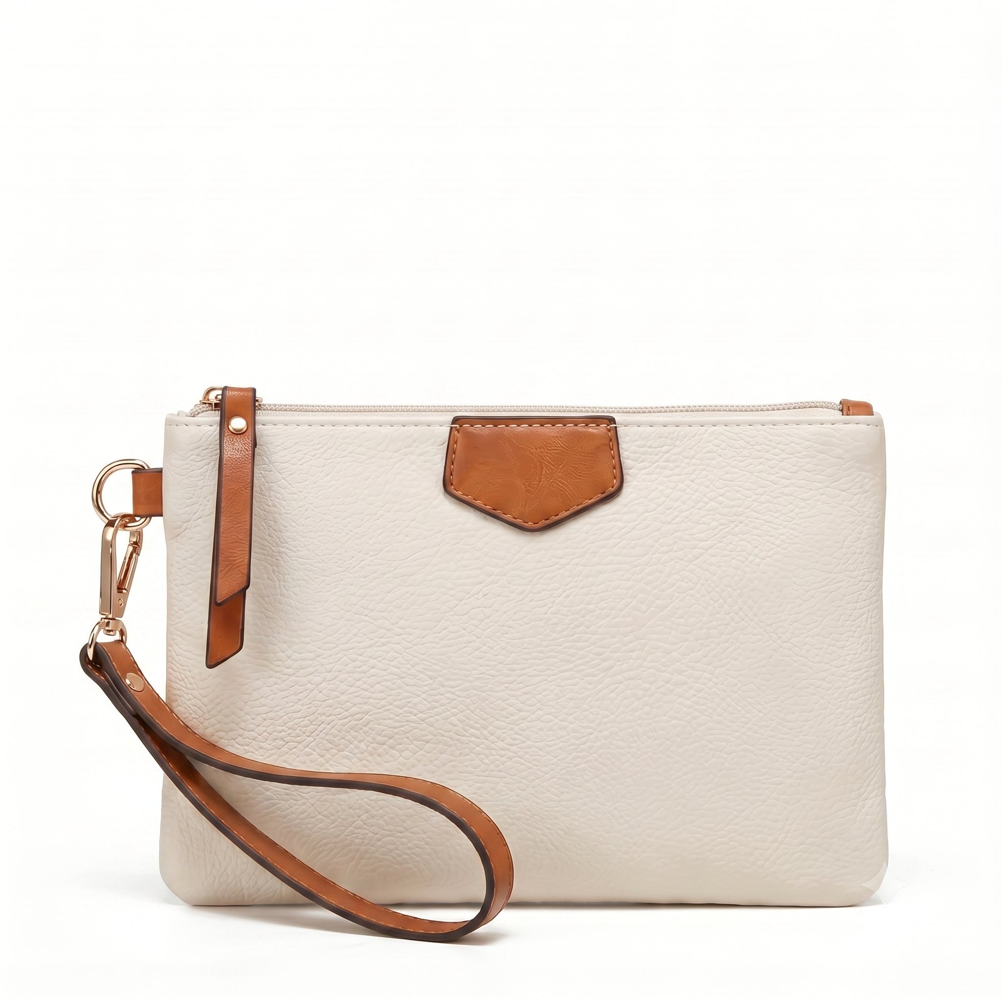Naddyov 3-Piece Handbag Set – White & Tan Hobo Bag with Crossbody & Clutch